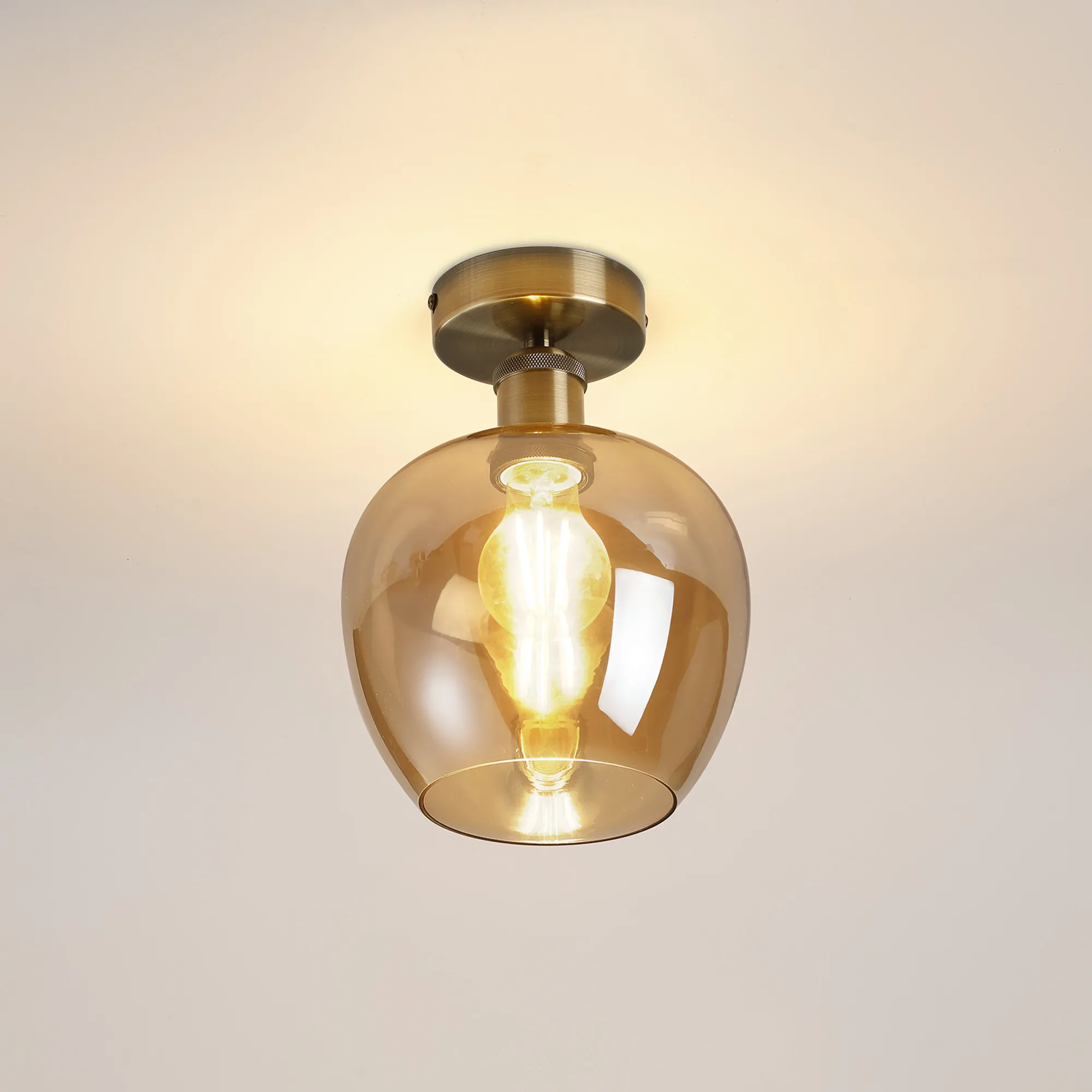 Cawdor Antique Brass Ceiling Lights Deco Flush Fittings